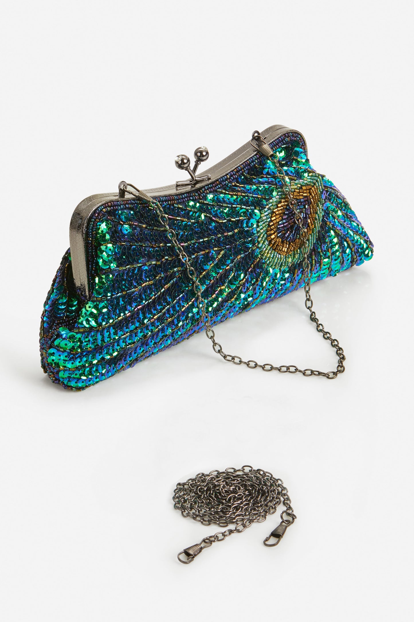 1920s Flapper Peacock Sequined Clutch