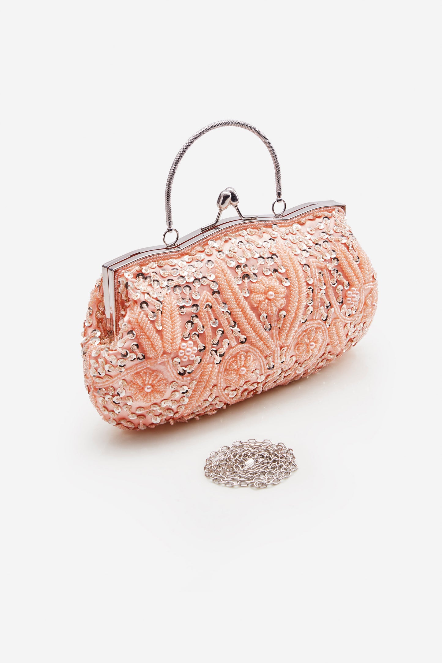 Embellished Beaded Pearl Clutch